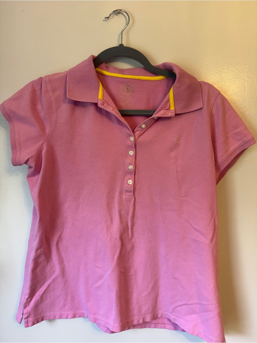 IZOD- ladies' Pink Polo Top with Contrast Trim